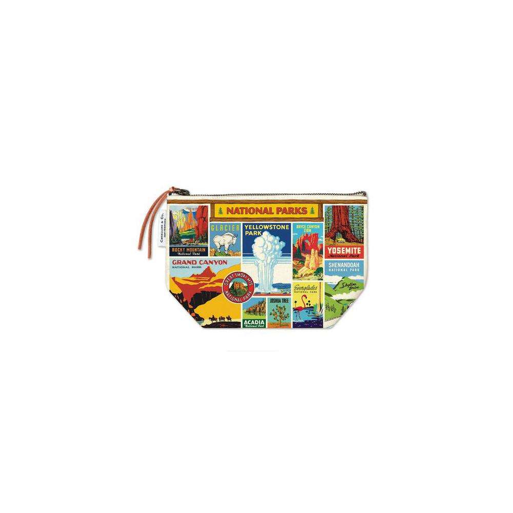 Fashion Accessories, Cavallini, Pouch, Art & School, Vintage, Cotton, Zipper, National Parks, 805660